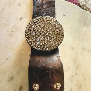 Leather+rhinestone bracelet